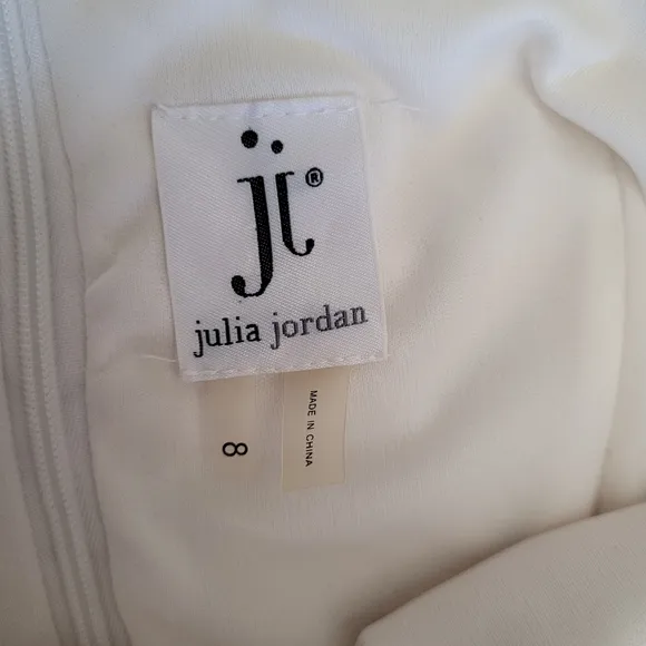 EUC Julia Jordan Cream Faux Leather Lace Cap Sleeves Midi Dress - Size 8