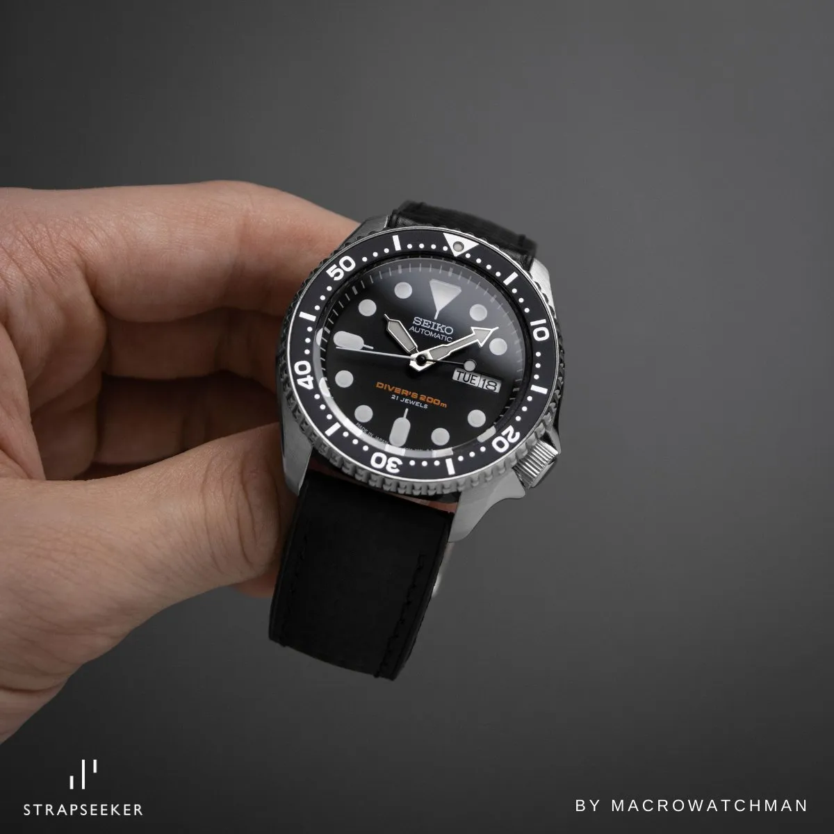 Ezra Leather Rubber Performance Hybrid Strap for IWC Pilot / Big Pilot - Black (8056)