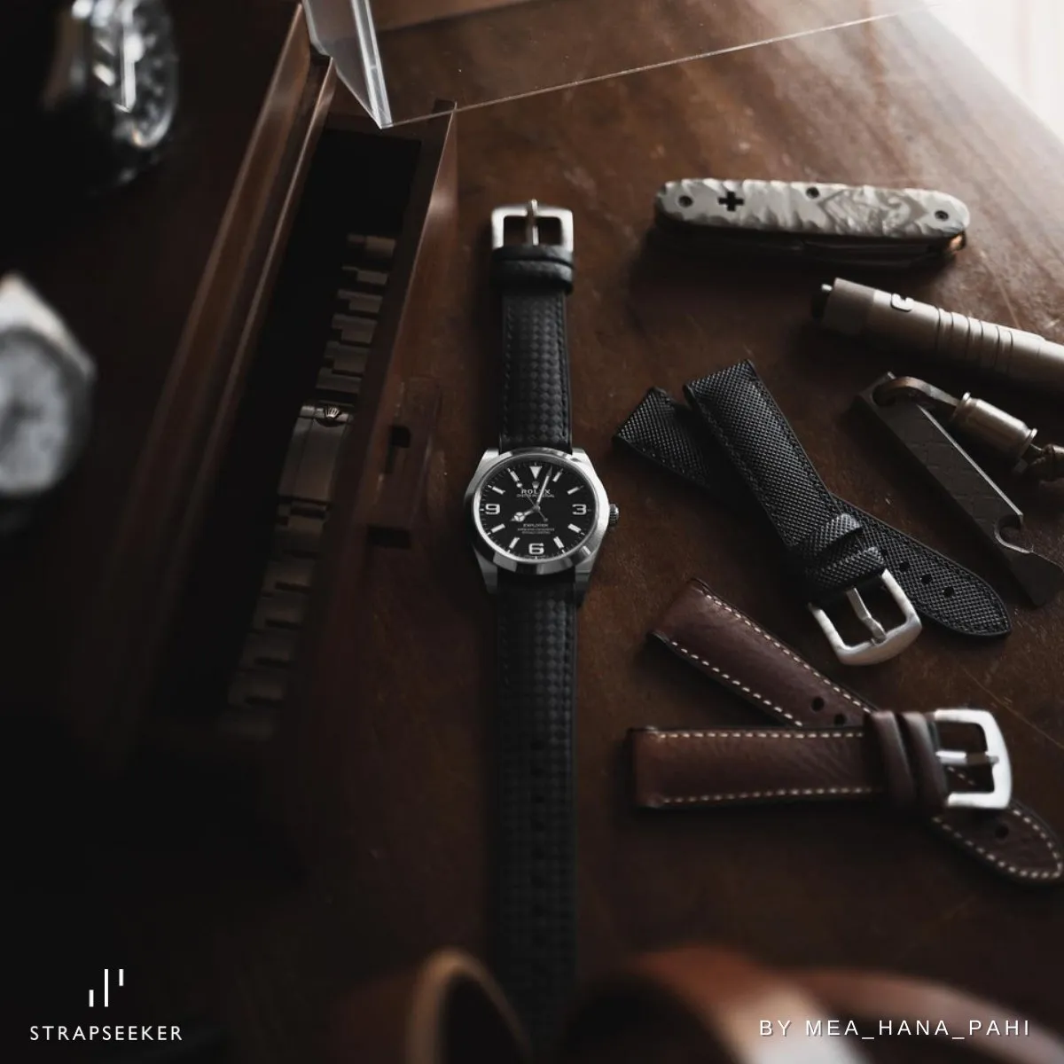 Ezra Leather Rubber Performance Hybrid Strap for IWC Pilot / Big Pilot - Black (8056)