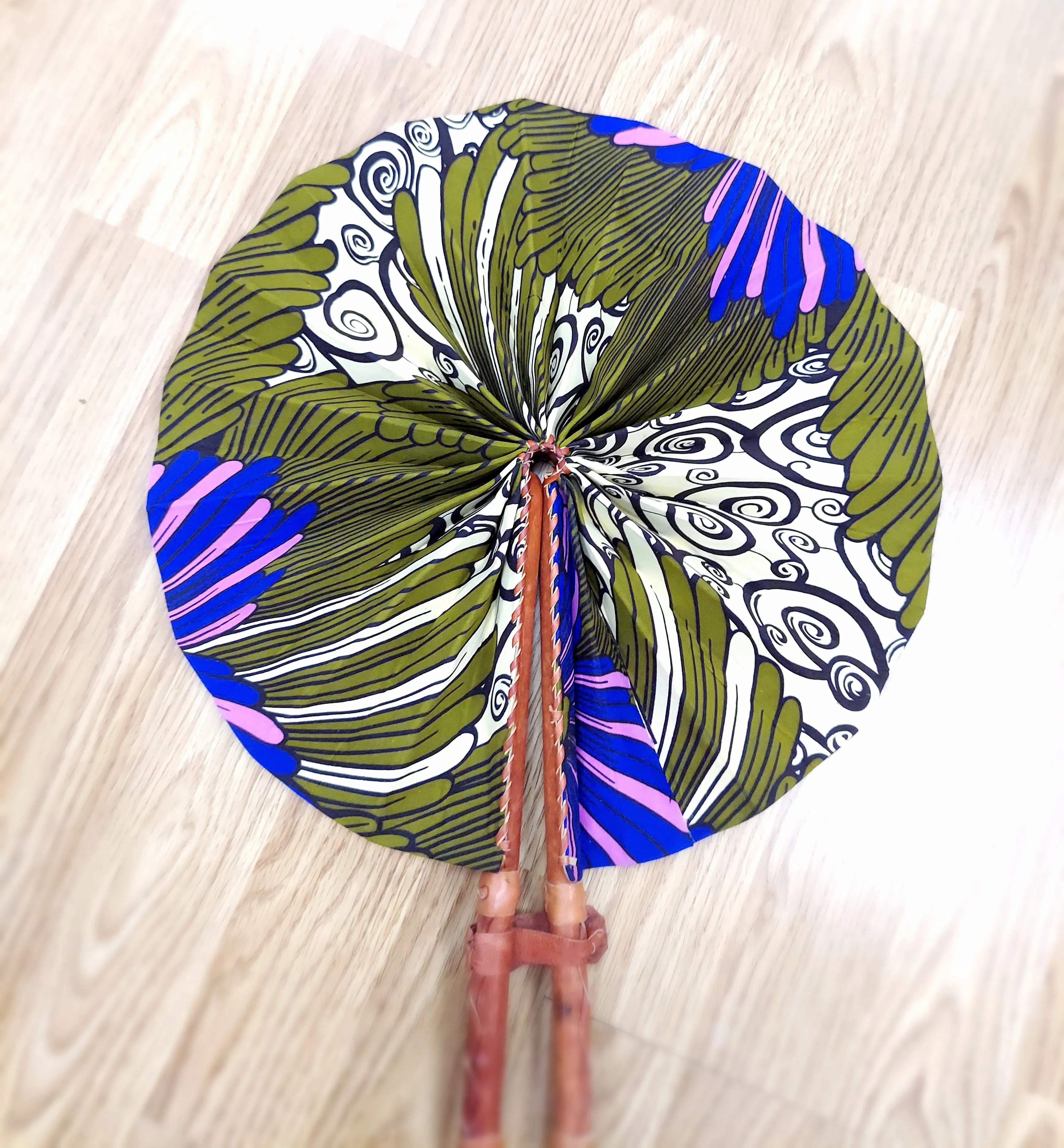 Fan - African Fabric Foldable ( LARGE)