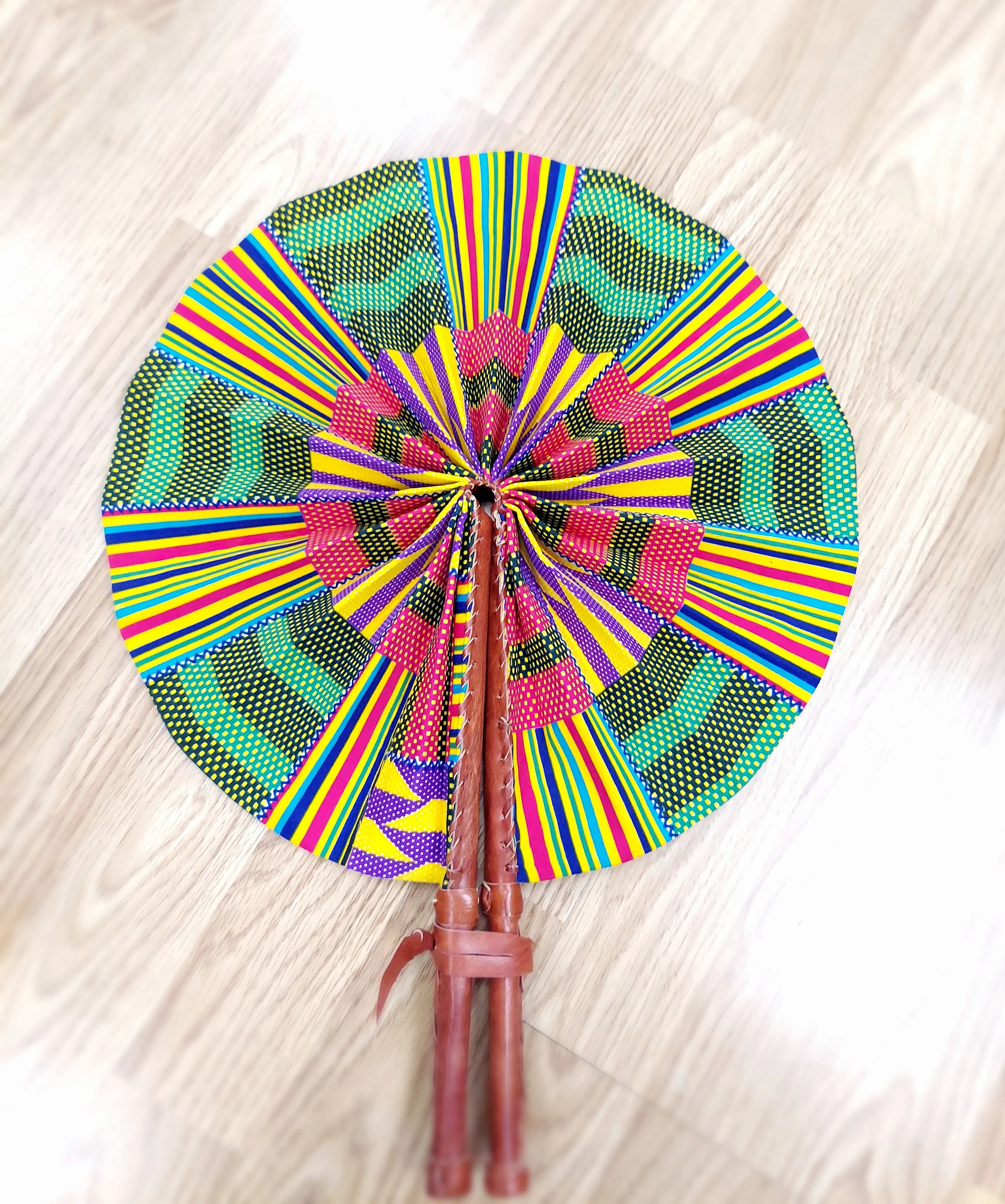 Fan - African Fabric Foldable ( LARGE)