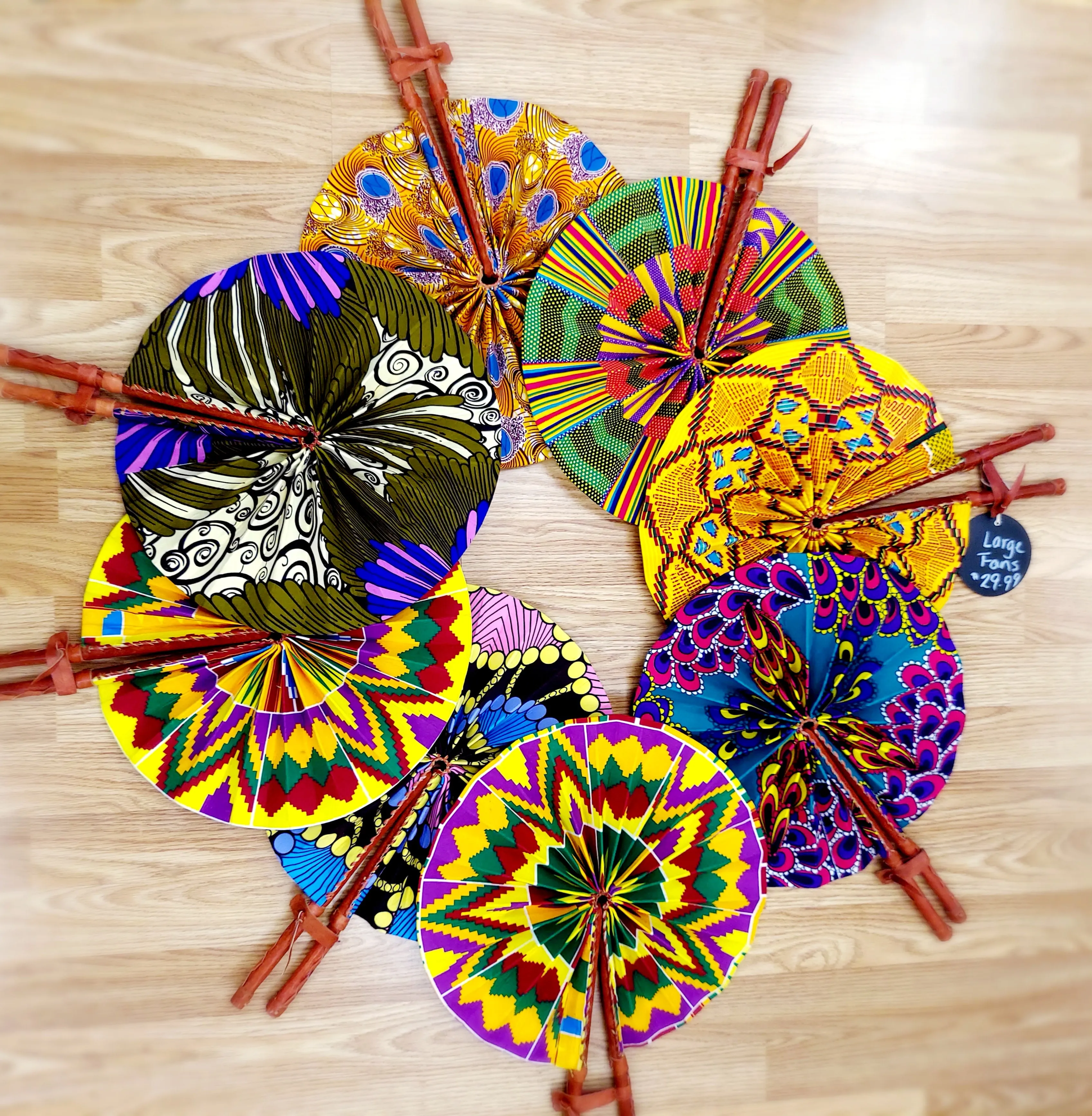 Fan - African Fabric Foldable ( LARGE)