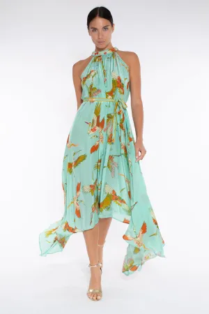 FANE DRESS - AQUA BOHO HIRO BIRDS