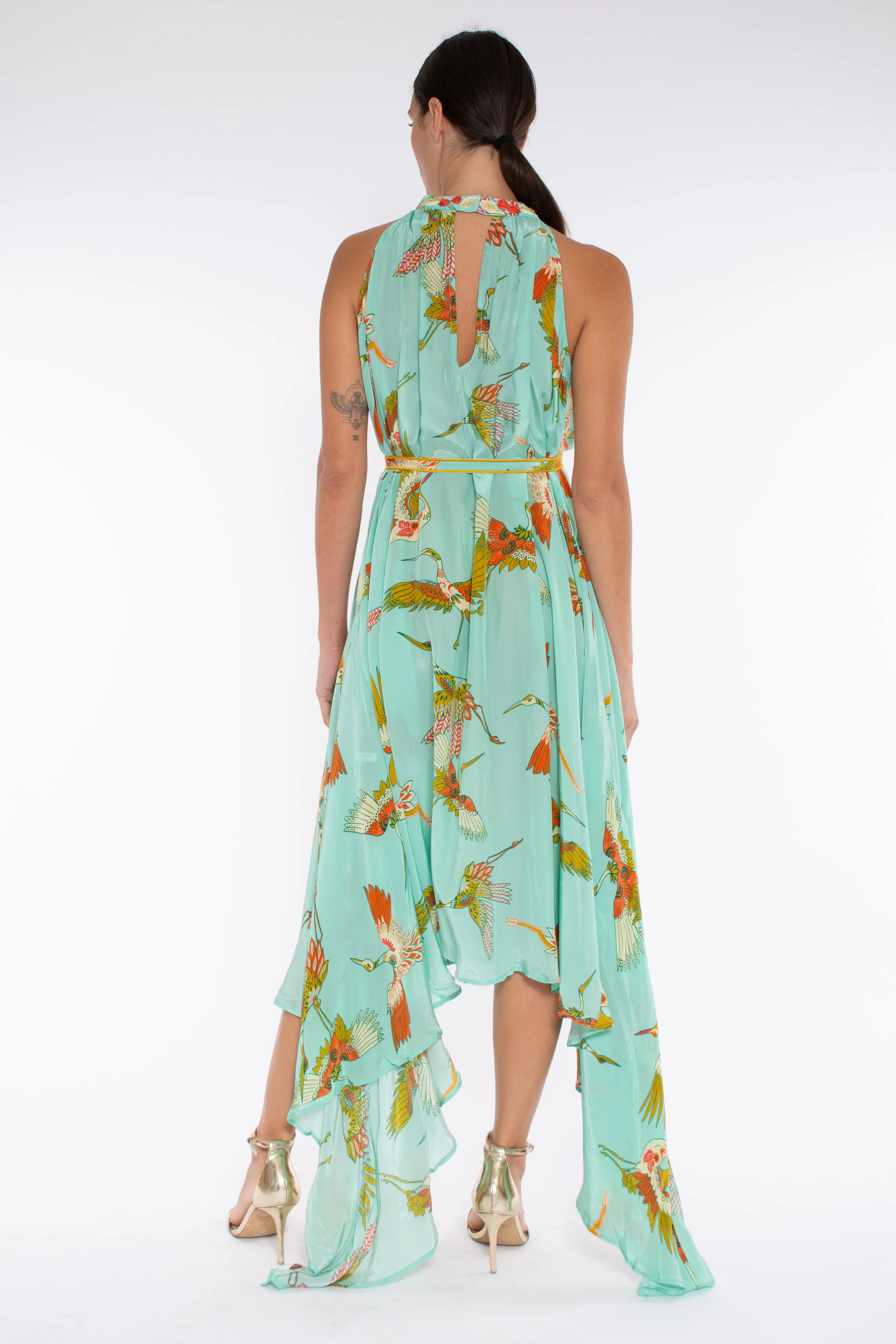 FANE DRESS - AQUA BOHO HIRO BIRDS