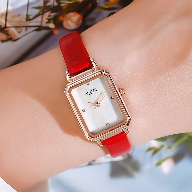 Fashion belt waterproof female student watch dial square Lady Watch