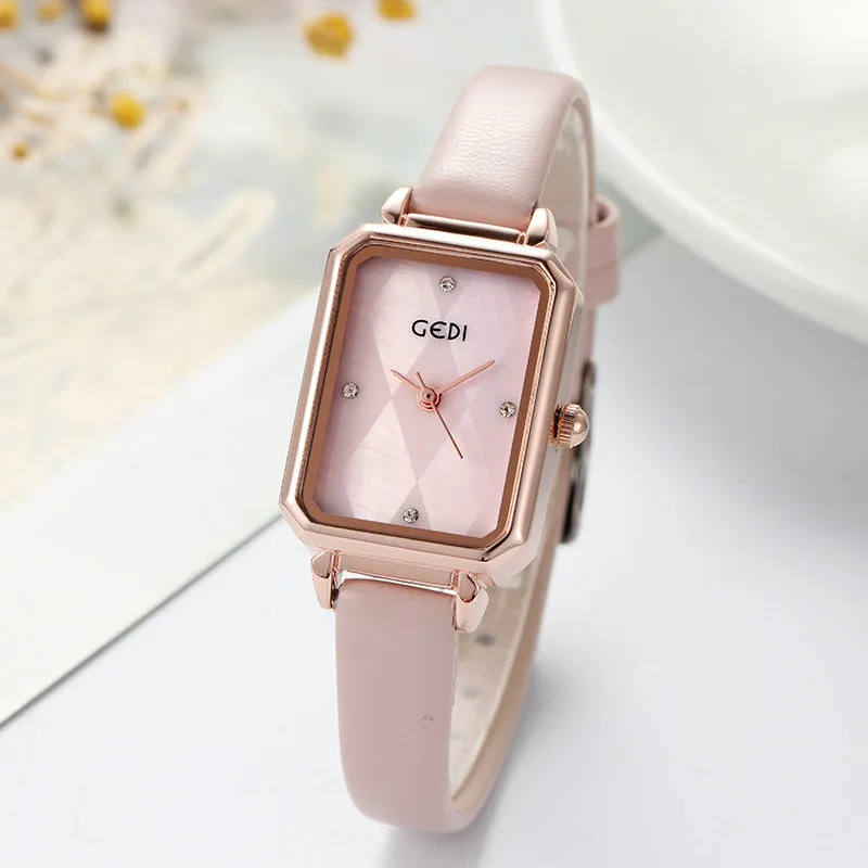 Fashion belt waterproof female student watch dial square Lady Watch