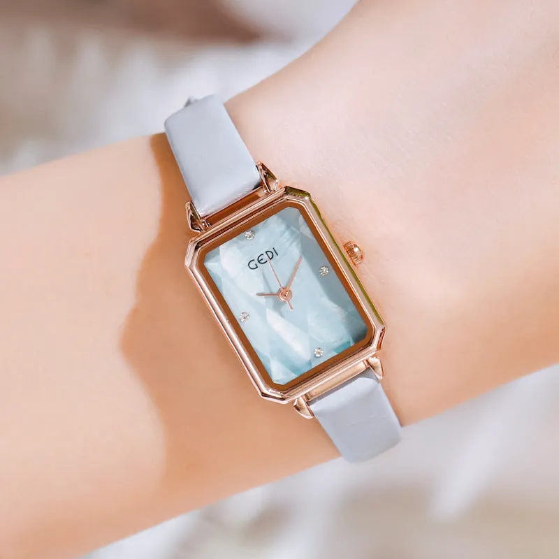 Fashion belt waterproof female student watch dial square Lady Watch