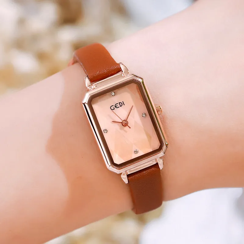 Fashion belt waterproof female student watch dial square Lady Watch