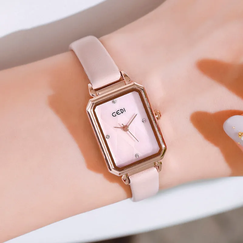 Fashion belt waterproof female student watch dial square Lady Watch
