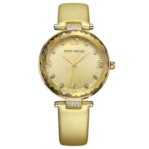 Fashion Diamond Cut Leather Watch
