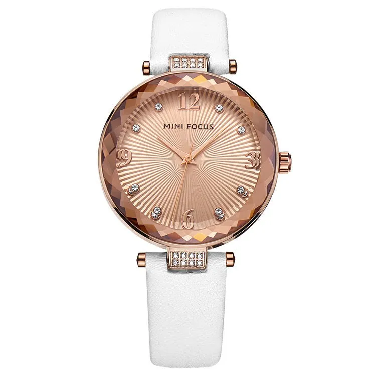 Fashion Diamond Cut Leather Watch