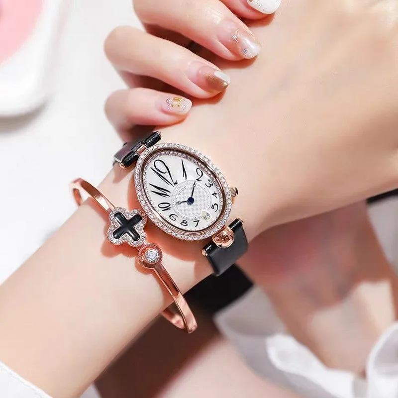 Fashion personality oval diamond luxury atmosphere ladies watch