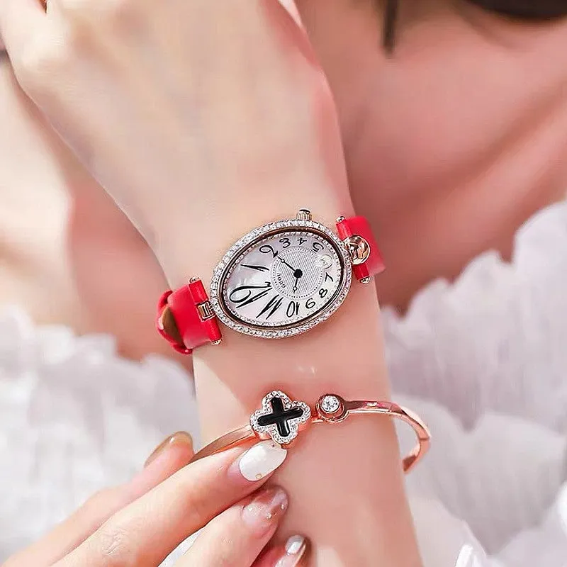 Fashion personality oval diamond luxury atmosphere ladies watch