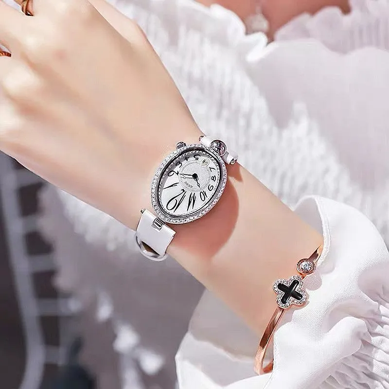 Fashion personality oval diamond luxury atmosphere ladies watch