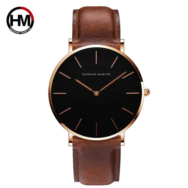 Fashion Watch Leather Strap Japanese Quartz Movement