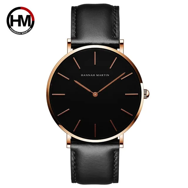 Fashion Watch Leather Strap Japanese Quartz Movement