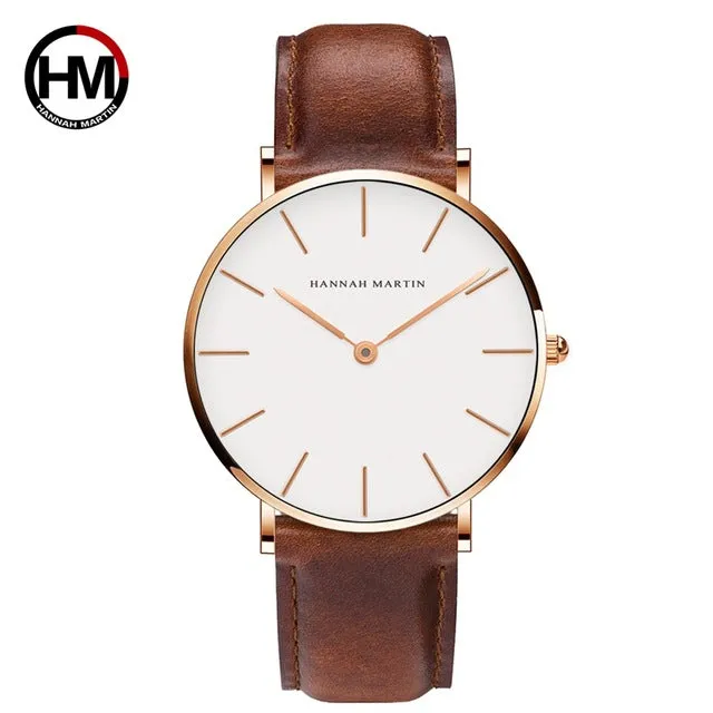 Fashion Watch Leather Strap Japanese Quartz Movement