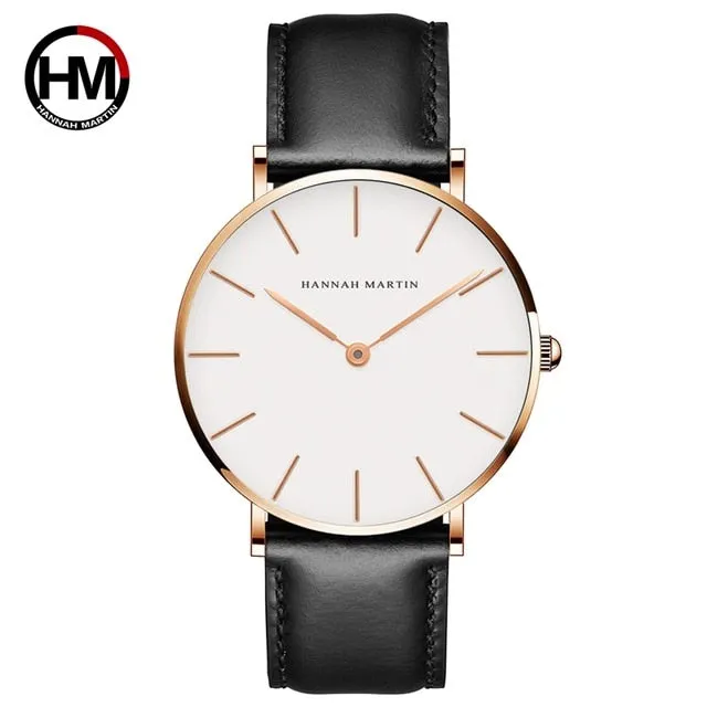 Fashion Watch Leather Strap Japanese Quartz Movement