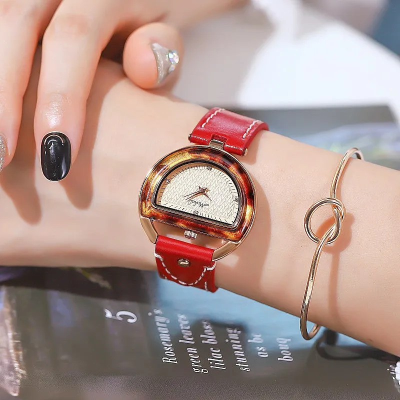 Fashion waterproof cowhide strap ladies watch