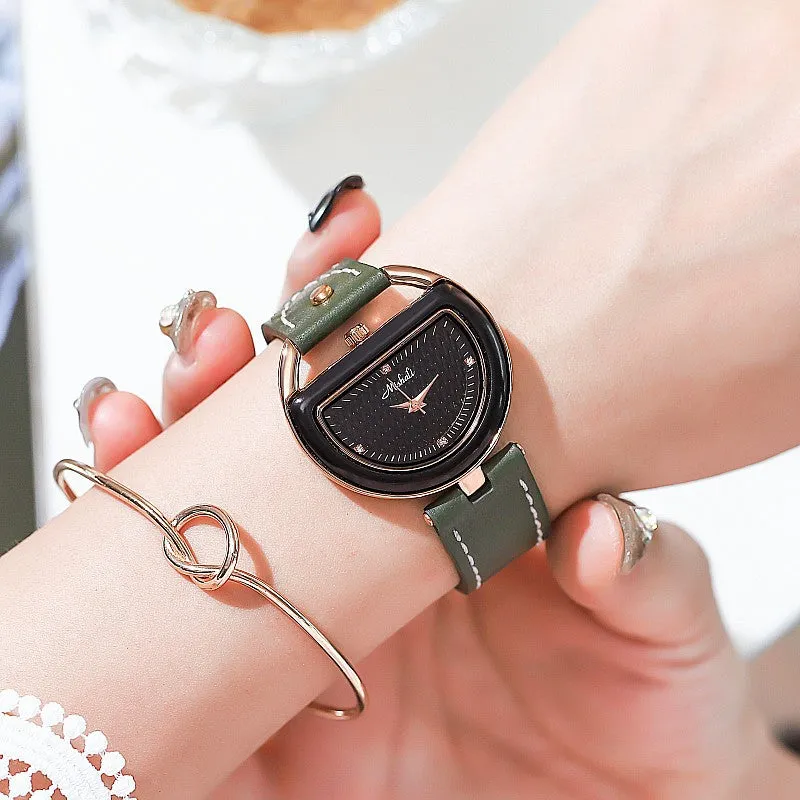 Fashion waterproof cowhide strap ladies watch