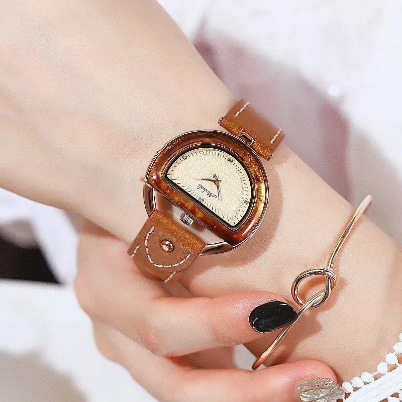 Fashion waterproof cowhide strap ladies watch