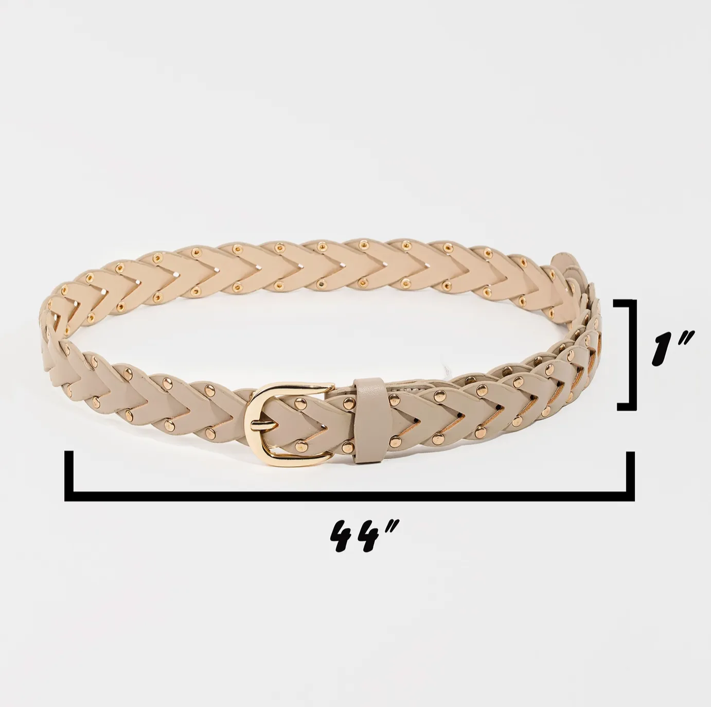 Faux Leather Braided Gold Stud Belt