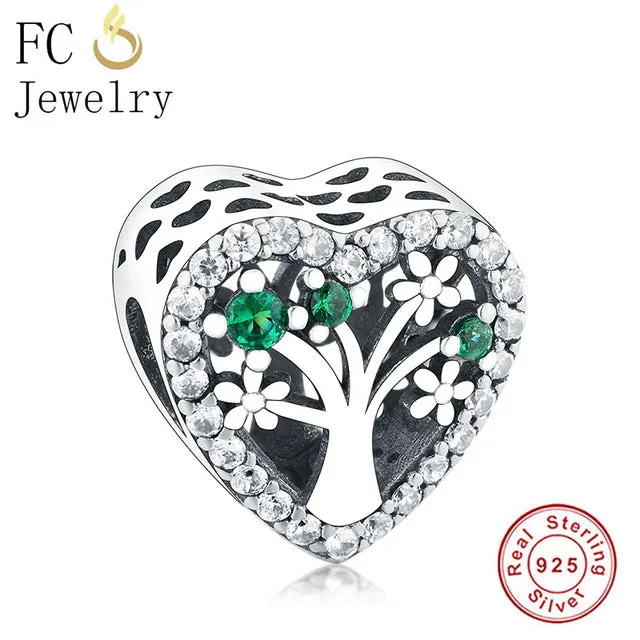 FC Jewelry Fit Original Pandora Charm Bracelet 100% 925 Silver Leaf Micro Pave Pink Purple Zircon Bead Making Reflexion Berloque