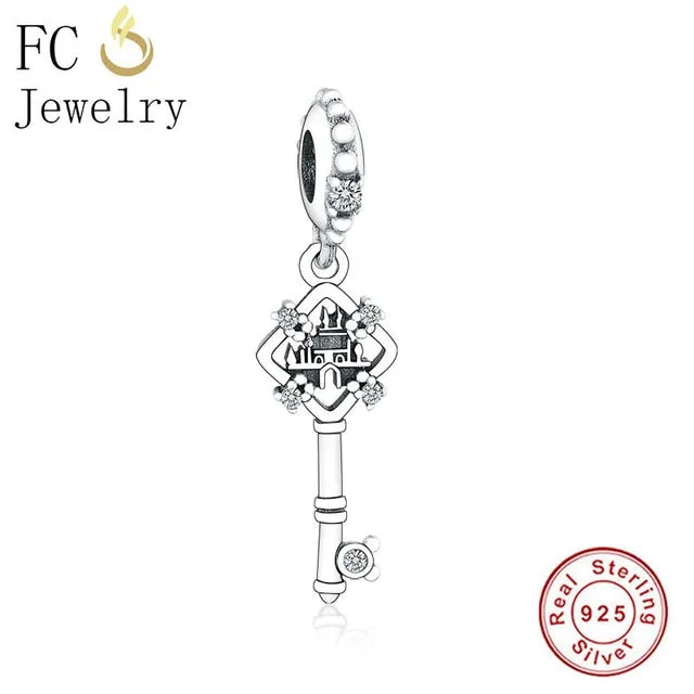 FC Jewelry Fit Original Pandora Charm Bracelet 100% 925 Silver Leaf Micro Pave Pink Purple Zircon Bead Making Reflexion Berloque