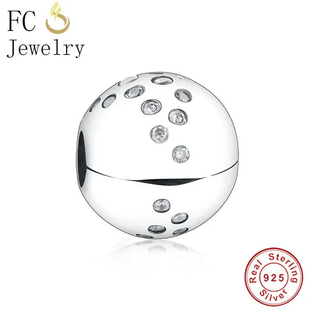 FC Jewelry Fit Original Pandora Charm Bracelet 100% 925 Silver Leaf Micro Pave Pink Purple Zircon Bead Making Reflexion Berloque