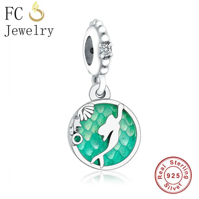 FC Jewelry Fit Original Pandora Charm Bracelet 100% 925 Silver Leaf Micro Pave Pink Purple Zircon Bead Making Reflexion Berloque