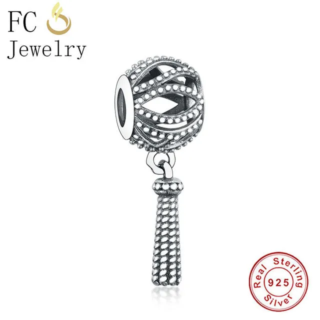 FC Jewelry Fit Original Pandora Charm Bracelet 100% 925 Silver Leaf Micro Pave Pink Purple Zircon Bead Making Reflexion Berloque