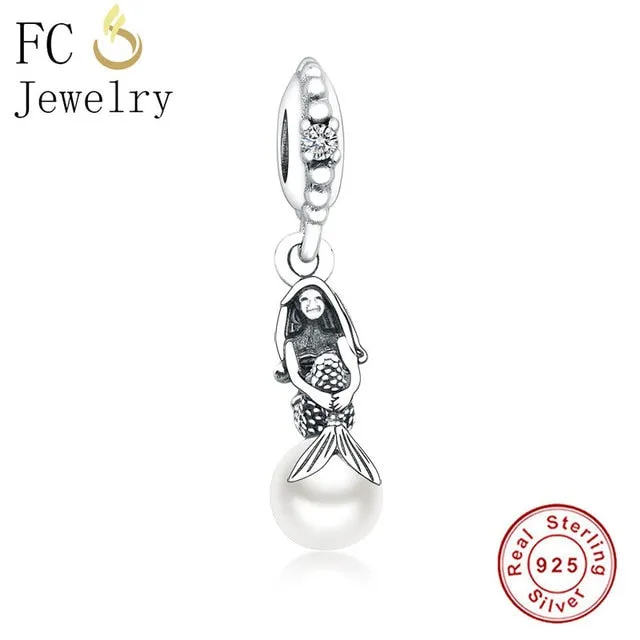 FC Jewelry Fit Original Pandora Charm Bracelet 100% 925 Silver Leaf Micro Pave Pink Purple Zircon Bead Making Reflexion Berloque