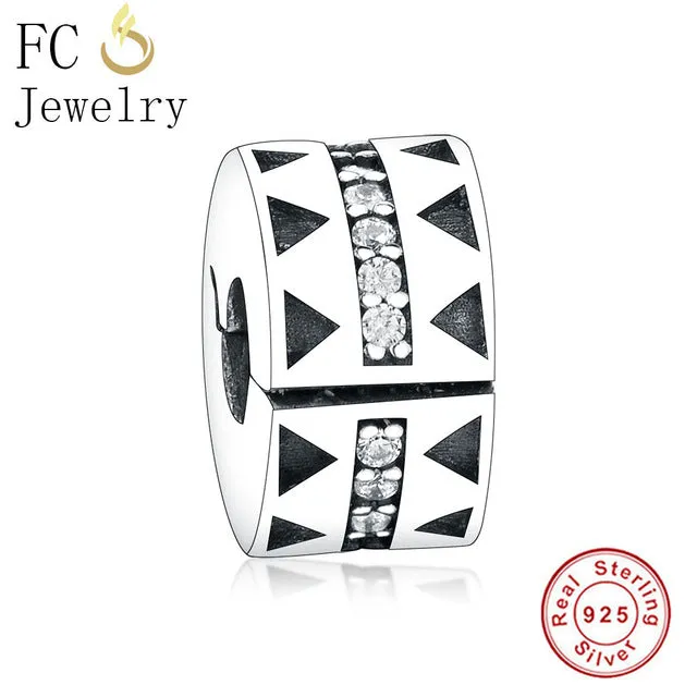 FC Jewelry Fit Original Pandora Charm Bracelet 100% 925 Silver Leaf Micro Pave Pink Purple Zircon Bead Making Reflexion Berloque