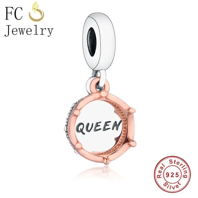 FC Jewelry Fit Original Pandora Charm Bracelet 100% 925 Silver Leaf Micro Pave Pink Purple Zircon Bead Making Reflexion Berloque