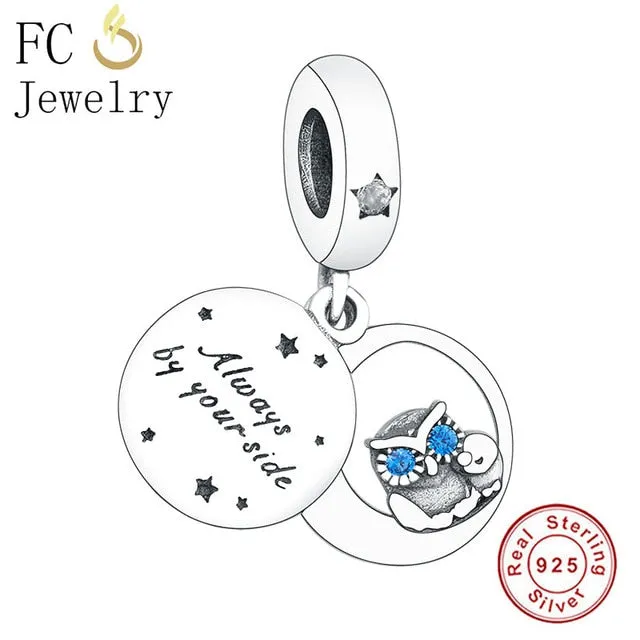 FC Jewelry Fit Original Pandora Charm Bracelet 100% 925 Silver Leaf Micro Pave Pink Purple Zircon Bead Making Reflexion Berloque