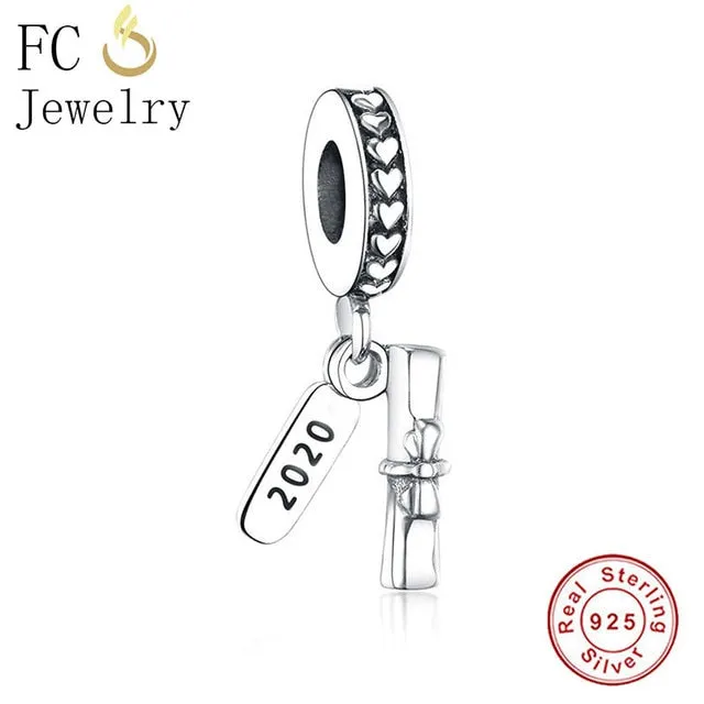FC Jewelry Fit Original Pandora Charm Bracelet 100% 925 Silver Leaf Micro Pave Pink Purple Zircon Bead Making Reflexion Berloque