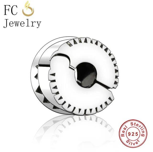 FC Jewelry Fit Original Pandora Charm Bracelet 100% 925 Silver Leaf Micro Pave Pink Purple Zircon Bead Making Reflexion Berloque