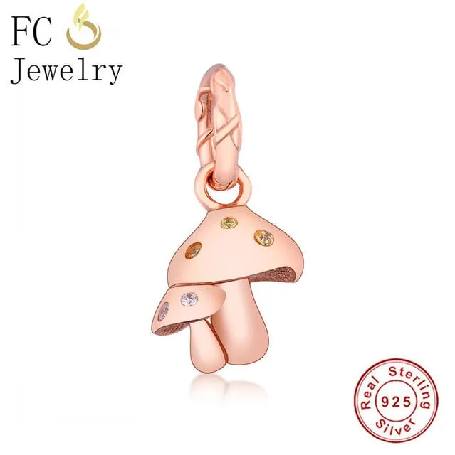 FC Jewelry Fit Original Pandora Charm Bracelet 100% 925 Silver Leaf Micro Pave Pink Purple Zircon Bead Making Reflexion Berloque
