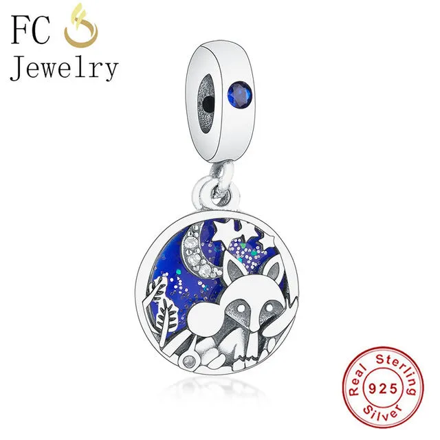 FC Jewelry Fit Original Pandora Charm Bracelet 100% 925 Silver Leaf Micro Pave Pink Purple Zircon Bead Making Reflexion Berloque