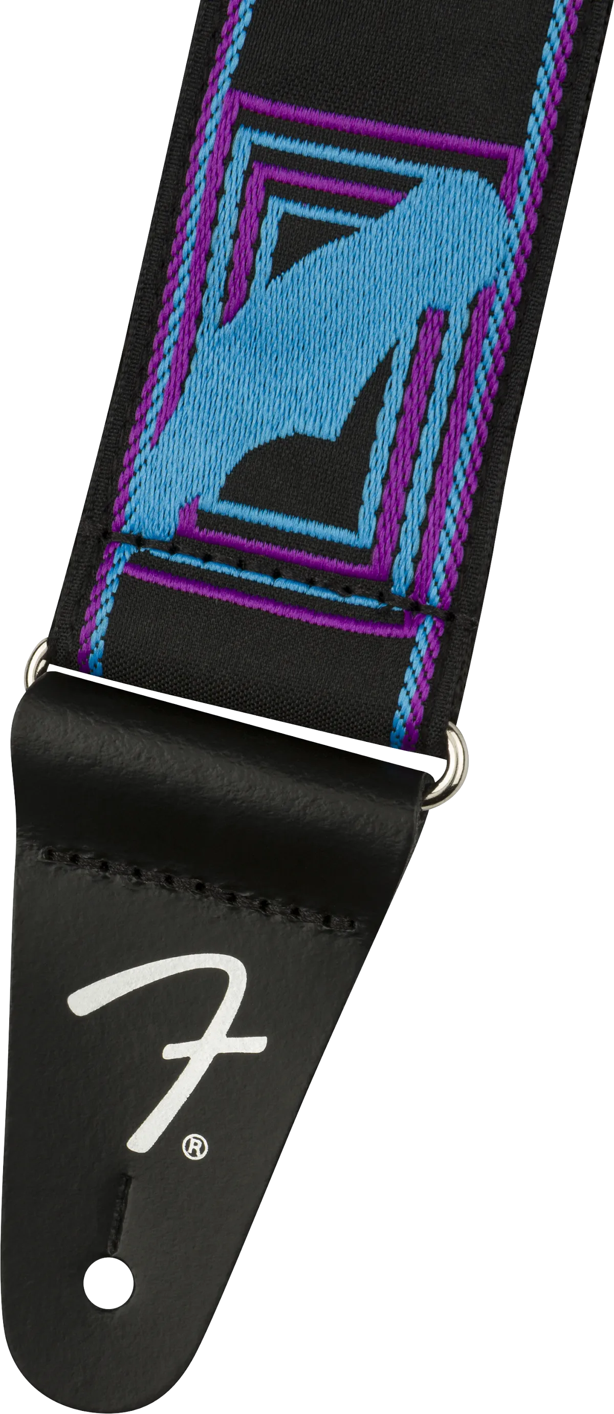 Fender® Neon Monogrammed Strap, Blue and Purple, 2"
