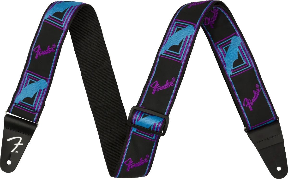 Fender® Neon Monogrammed Strap, Blue and Purple, 2"