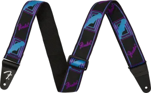 Fender® Neon Monogrammed Strap, Blue and Purple, 2"