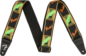 Fender® Neon Monogrammed Strap, Green and Orange, 2"