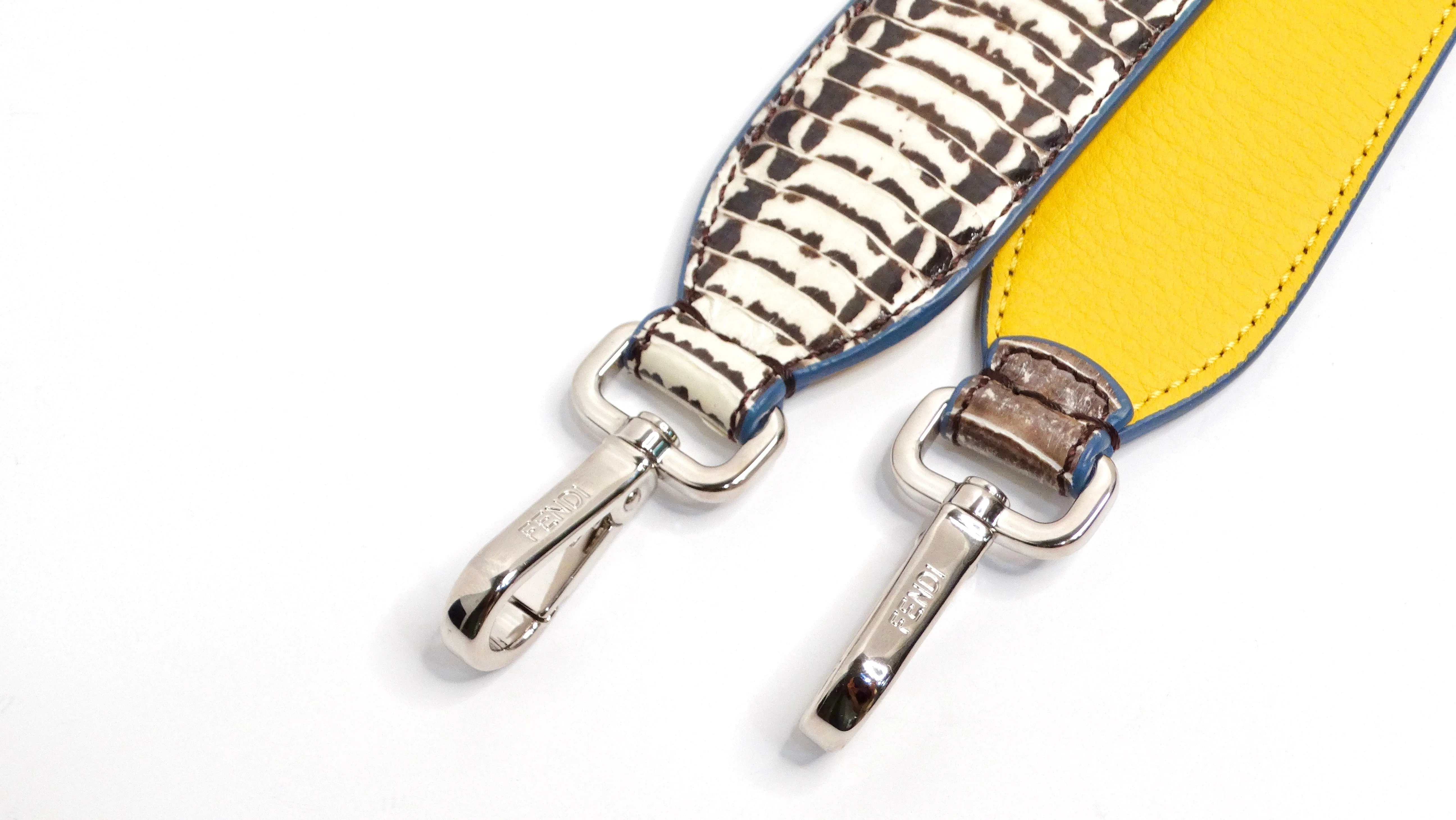 Fendi Snakeskin Two-Toned Yellow & Blue-Gray Bag Strap