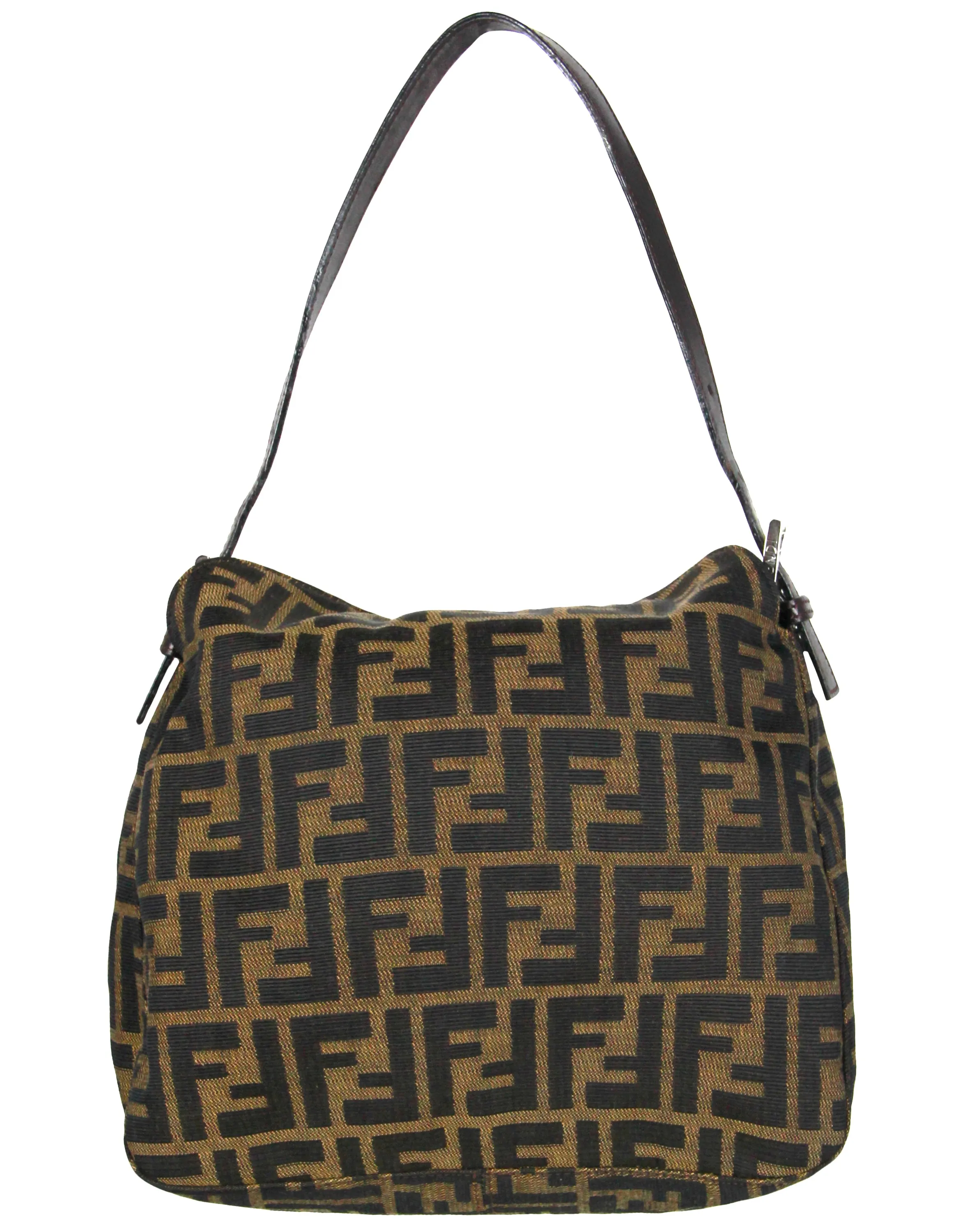 Fendi Vintage Tobacco Zucca Monogram Flap Baguette Bag