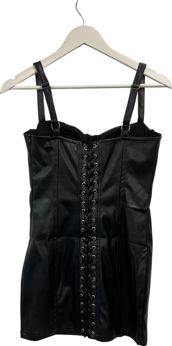 Finesse Alara Black Vegan Leather Dress UK M