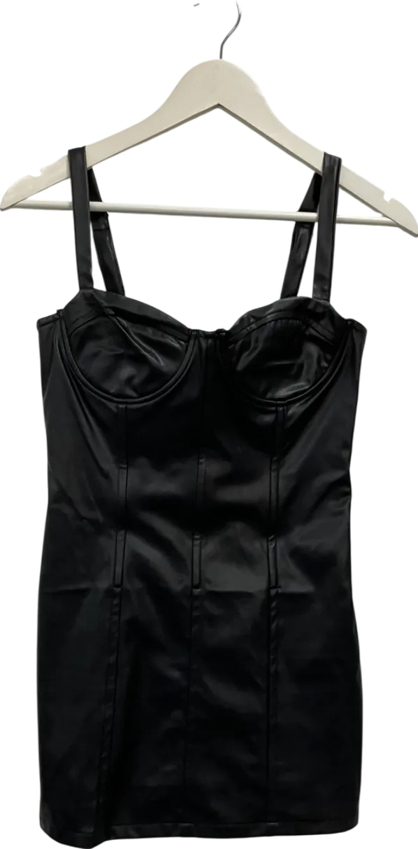 Finesse Alara Black Vegan Leather Dress UK M
