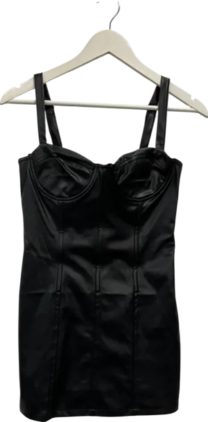 Finesse Alara Black Vegan Leather Dress UK M