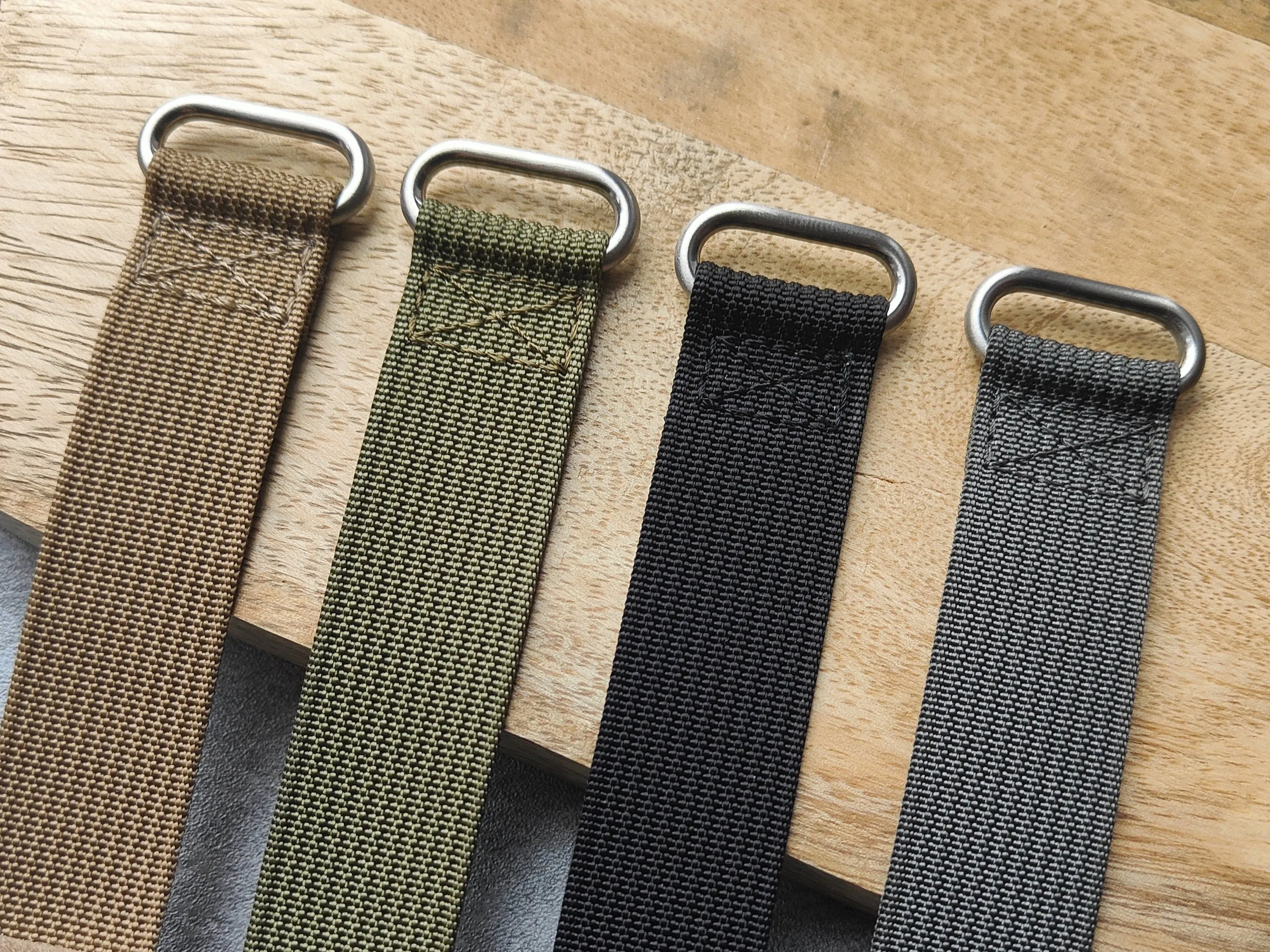 Fixed Lugs Premium Ribbed Ballistic Nylon Single Pass Hook And Loop Strap - Black