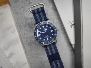 Fixed Lugs Premium Ribbed Ballistic Nylon Single Pass Hook And Loop Strap - Blue Bond